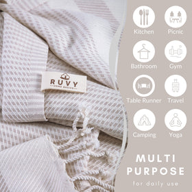 Ruvy multiuse towels suitable for kitchen, gym, yoga, or travel.