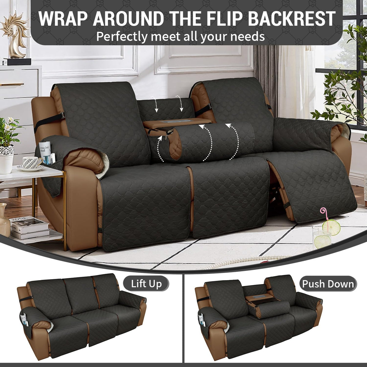 Rwoyno recliner cover 2 in 1 flip back design for versatile protection