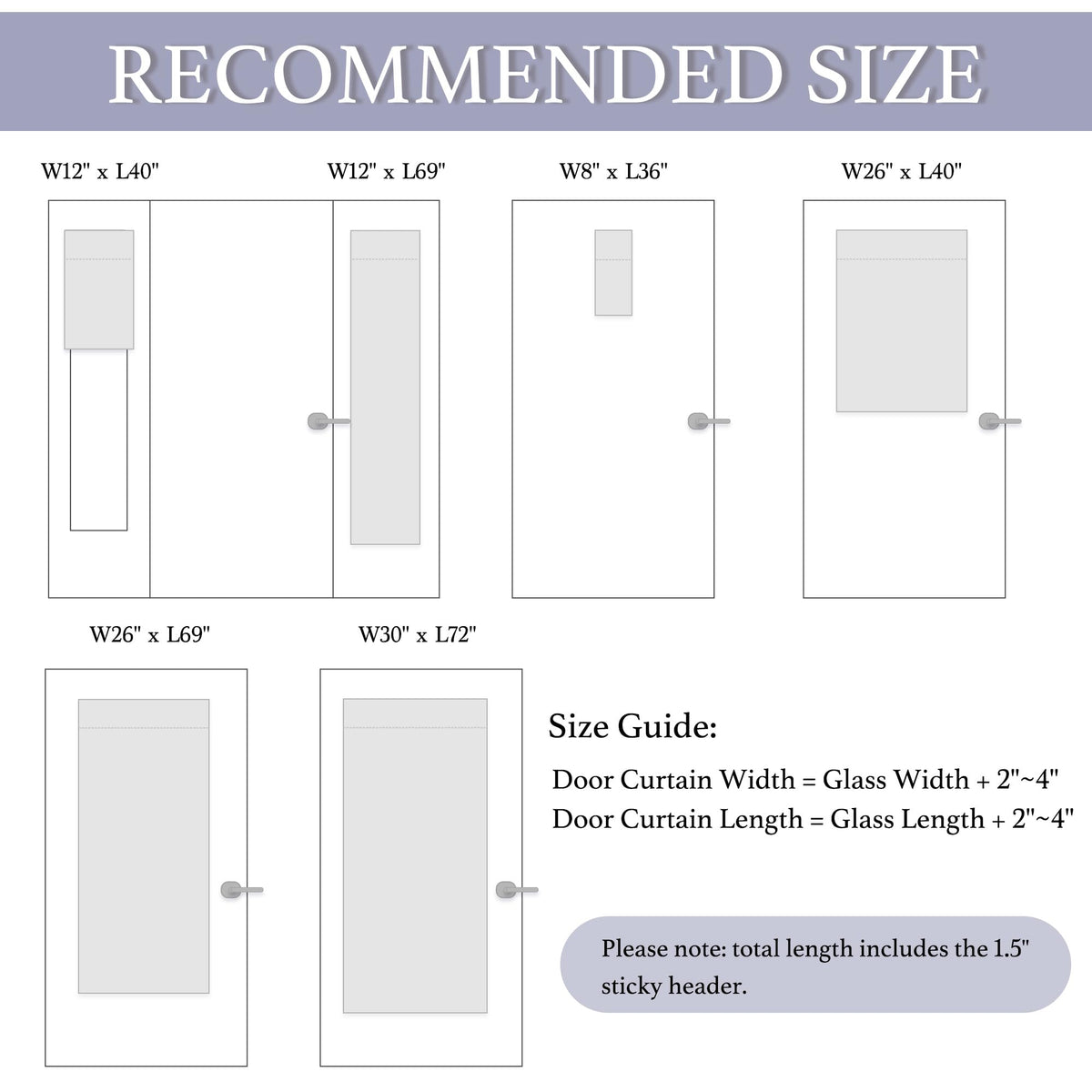 RYB HOME 69-inch length fits standard French doors and sidelights.