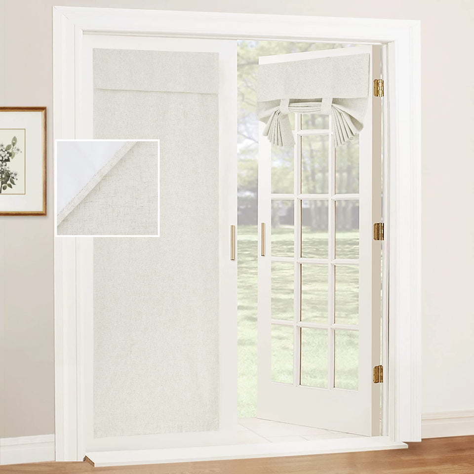 RYB HOME 100% blackout curtain closeup shows dense fabric for privacy.