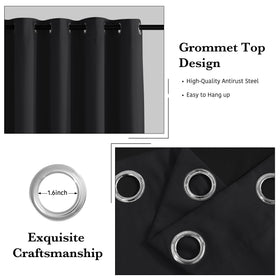 RYB HOME blackout curtains grommet-top detail highlights easy hanging and smooth operation.