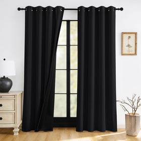 RYB HOME blackout curtains panel closeup showing dense weave for full darkness.