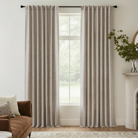 RYB HOME blackout linen curtains front view blocking sunlight for privacy and room darkening