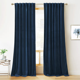 RYB HOME blue velvet curtains with a luxurious navy shade and plush velvet texture.