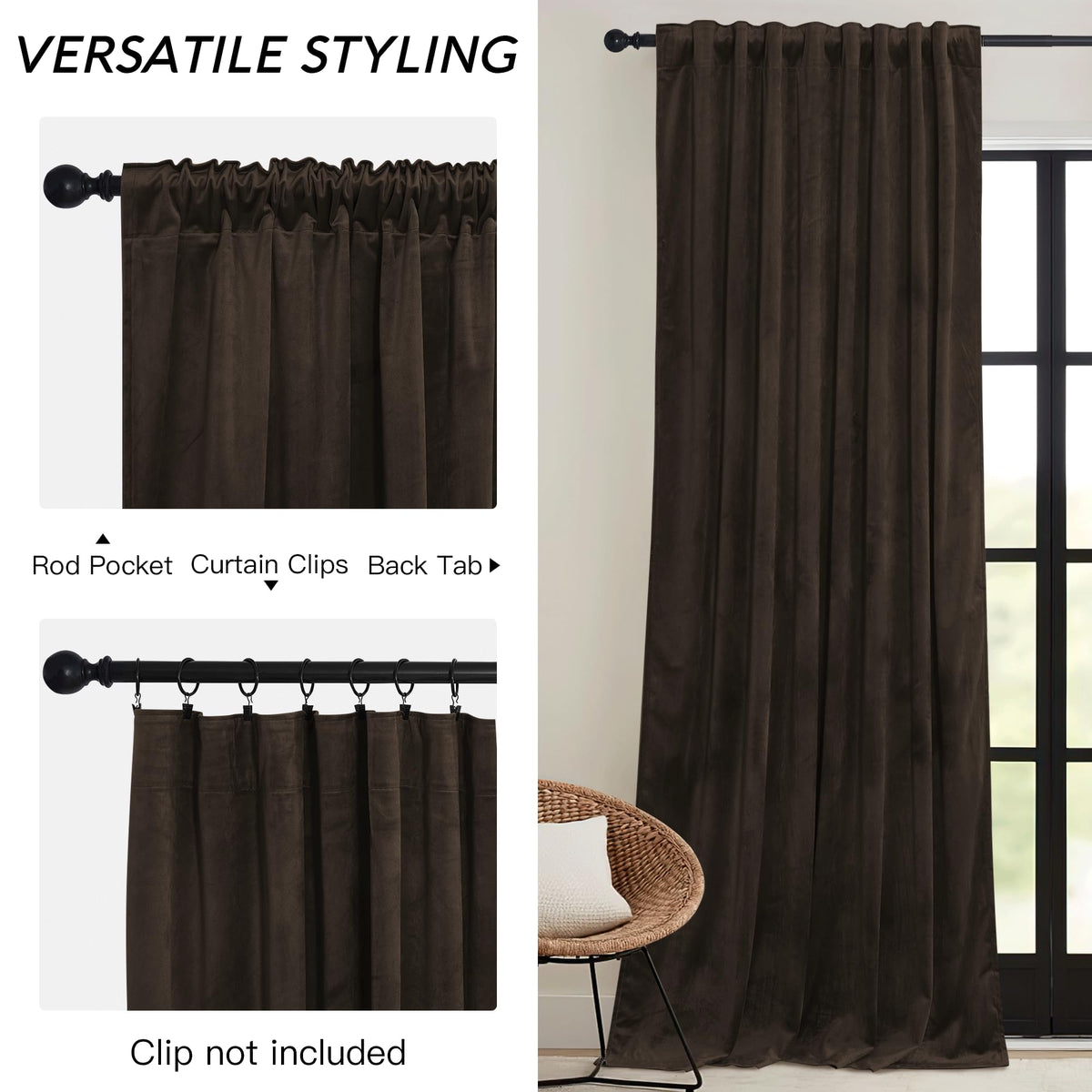 RYB HOME thermal-insulated velvet curtains reduce heat transfer for comfortable spaces.