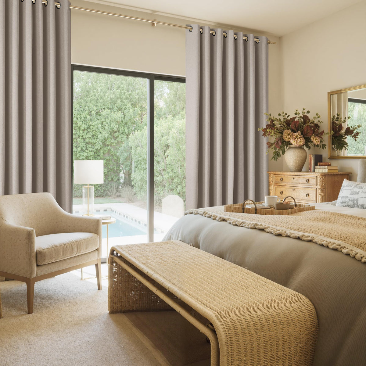 RYB HOME fade-resistant faux linen fabric endures sunlight over time.