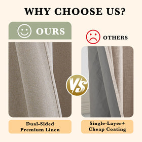 RYB HOME double-sided faux linen close-up shows textured fabric on both sides.