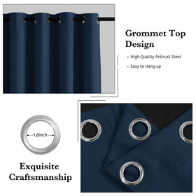 RYB HOME navy blue curtains in living room enhance ambiance while reducing glare.