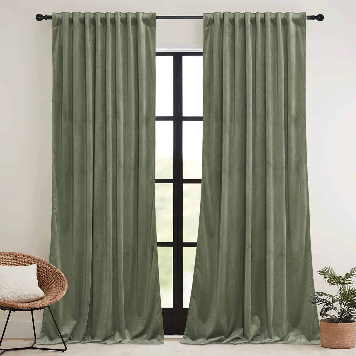 RYB HOME pleat tape top curtains showing versatile hanging options and refined drape.