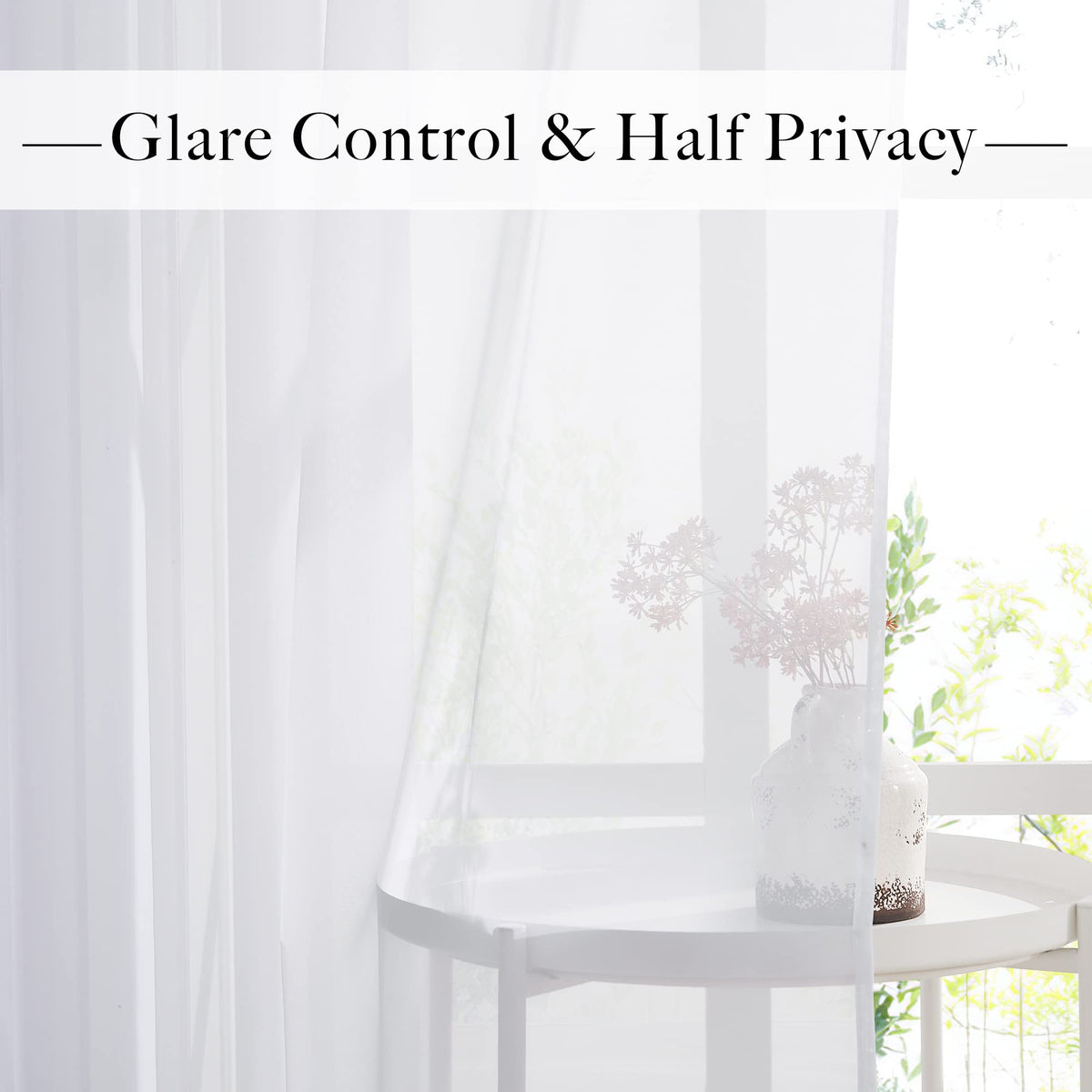 RYB HOME pleated sheer panels create a gentle vertical fall