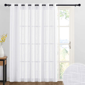RYB HOME sliding door sheer curtains linen texture filter light softly for living spaces.