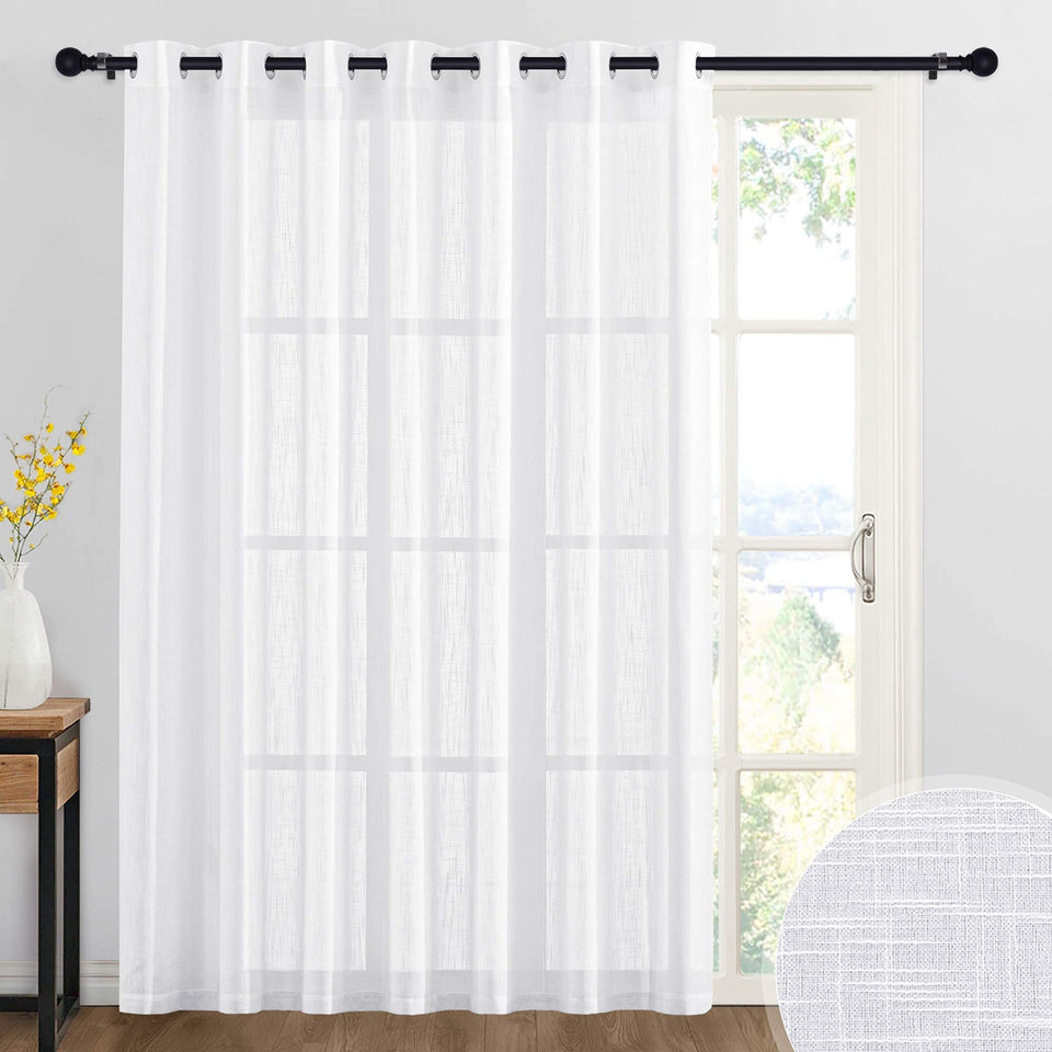 RYB HOME sliding door sheer curtains linen texture filter light softly for living spaces.