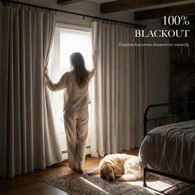 RYB HOME thermal-insulated beige curtains demonstrating temperature balance