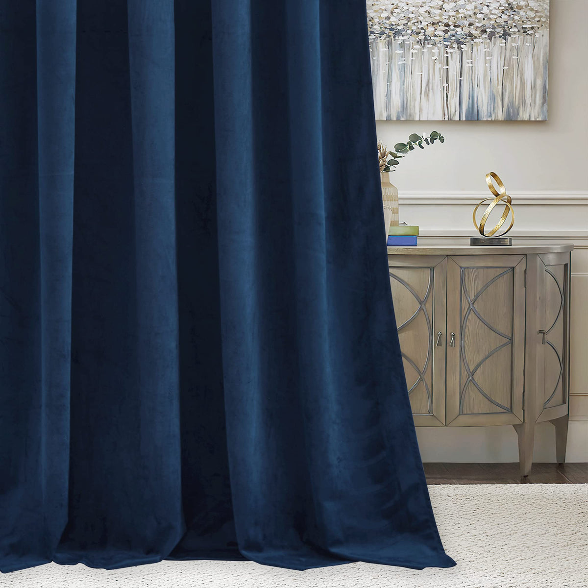 RYB HOME velvet curtains navy blue care guide for machine wash and wrinkle-free look