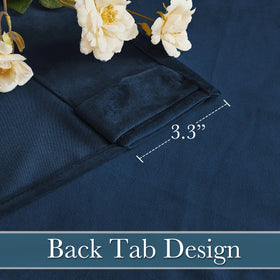 RYB HOME velvet curtains navy blue light-blocking feature reducing glare