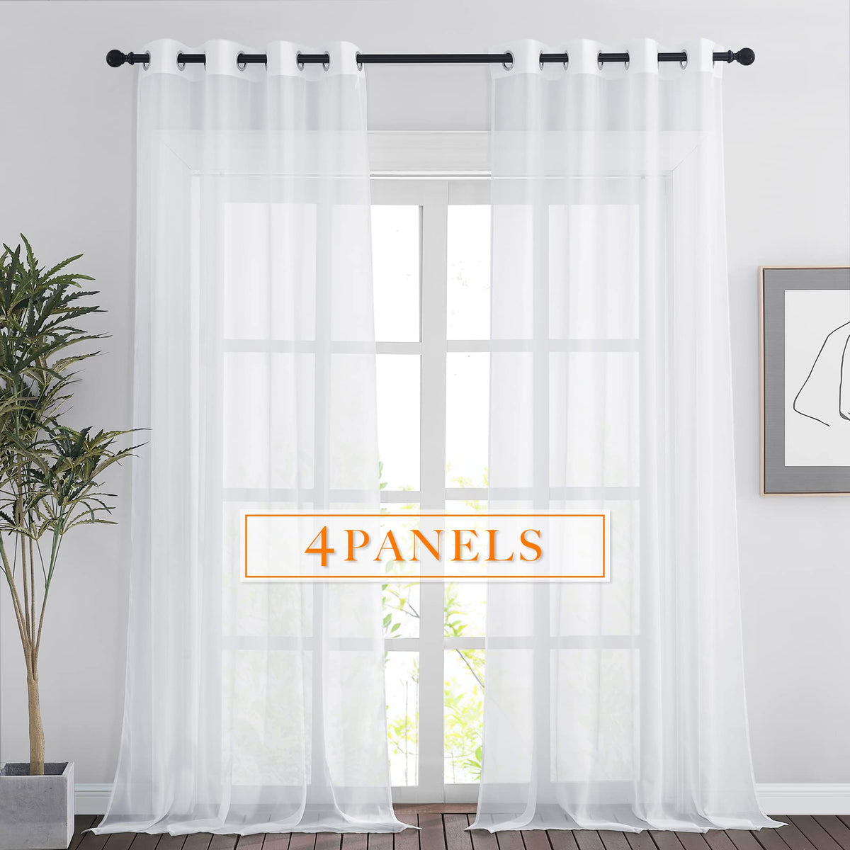 RYB HOME voile curtain fabric close-up shows airy texture and soft translucence