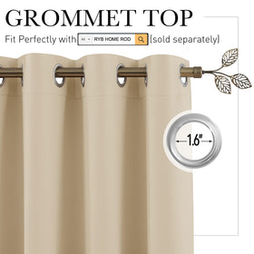 RYB HOME curtain with anti-rust grommets enabling smooth sliding