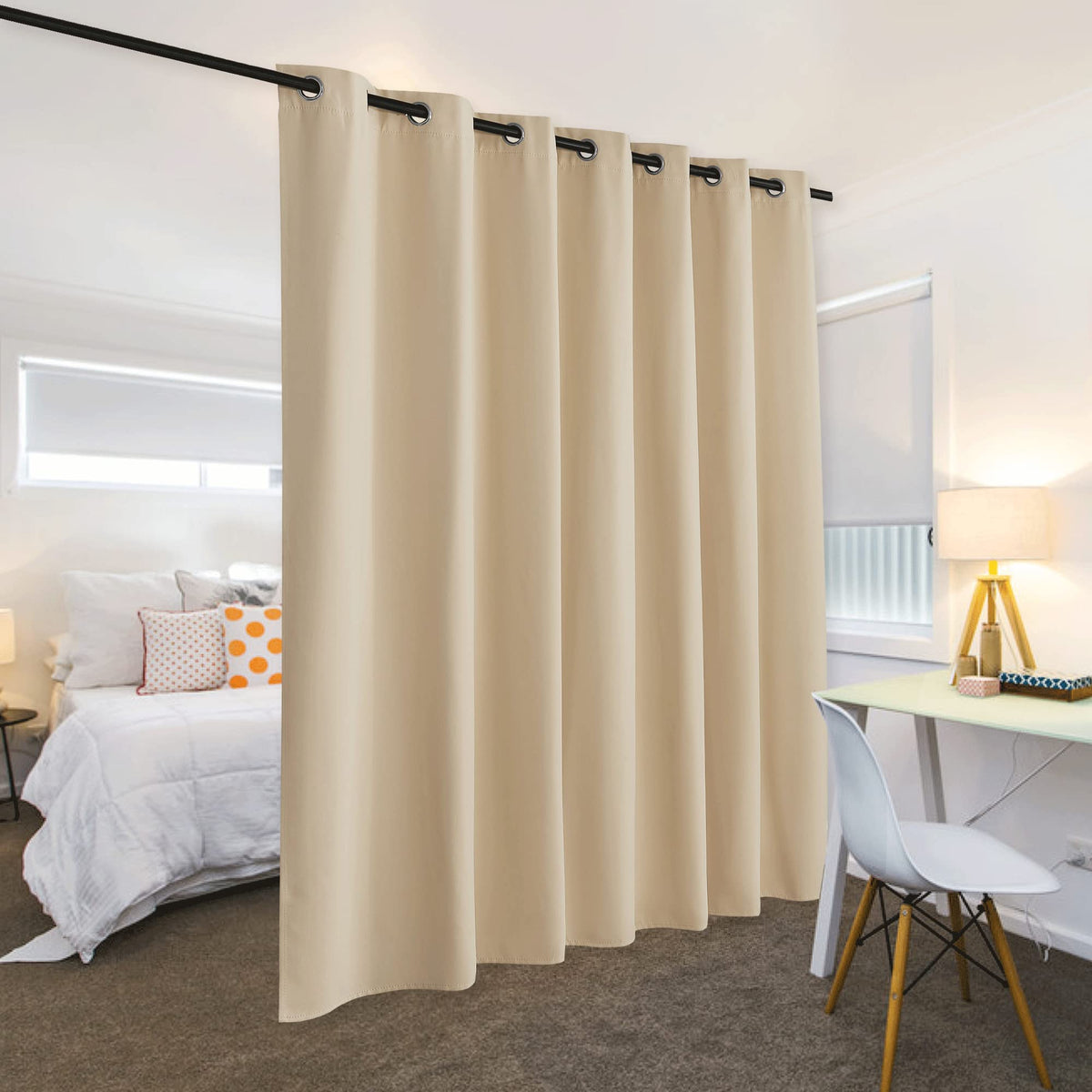 RYB HOME privacy panel used in a bedroom for a calm, private area