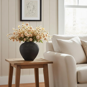 RyddeligHome Arina black round vase in a neutral room styling