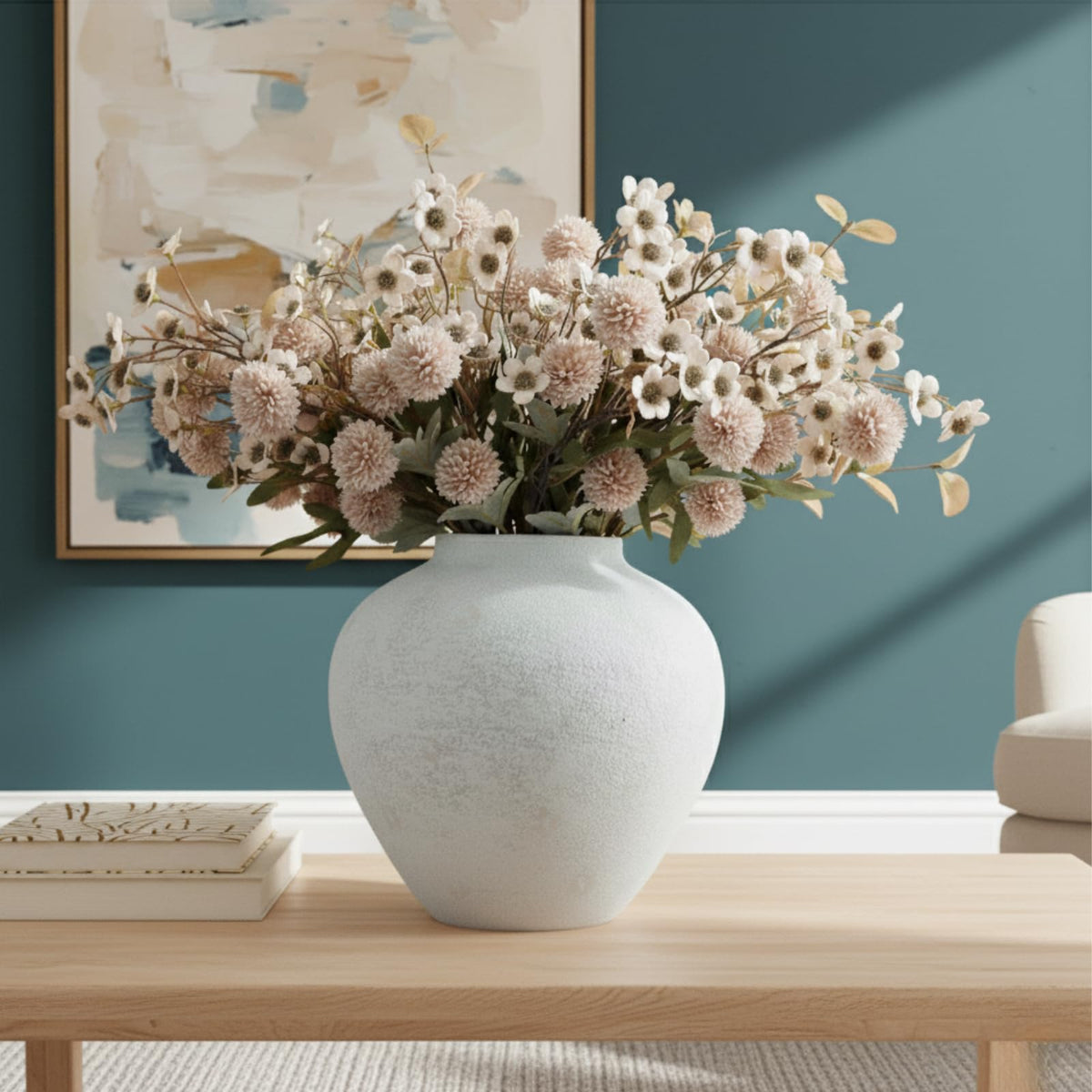 RyddeligHome Arina vase table centerpiece in large white ceramic