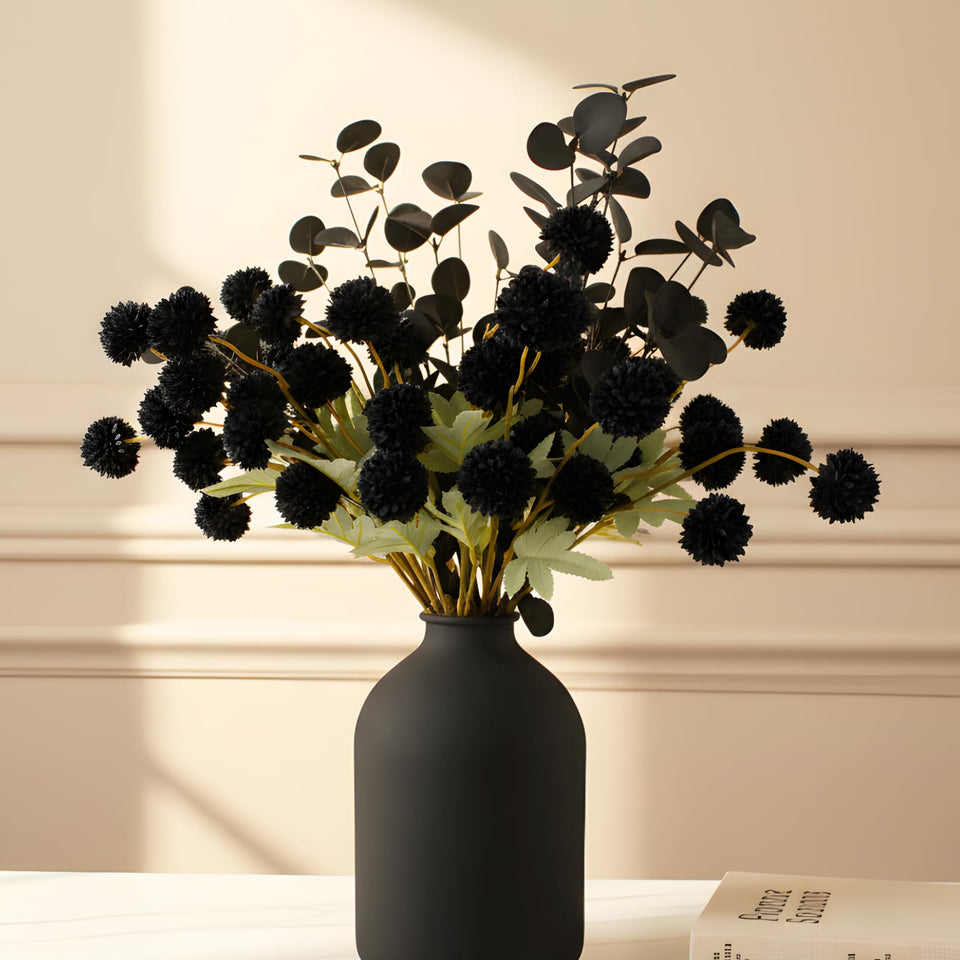 RyddeligHome black long-stem flowers for dramatic indoor centerpieces
