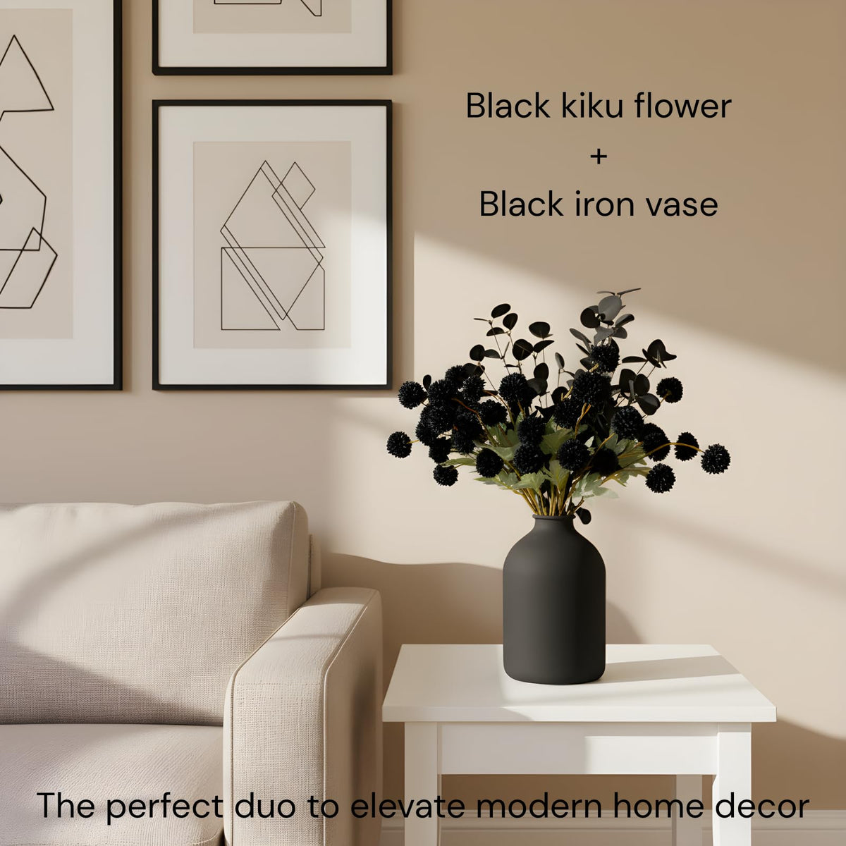 RyddeligHome black mum balls highlight elegant contrast in arrangements