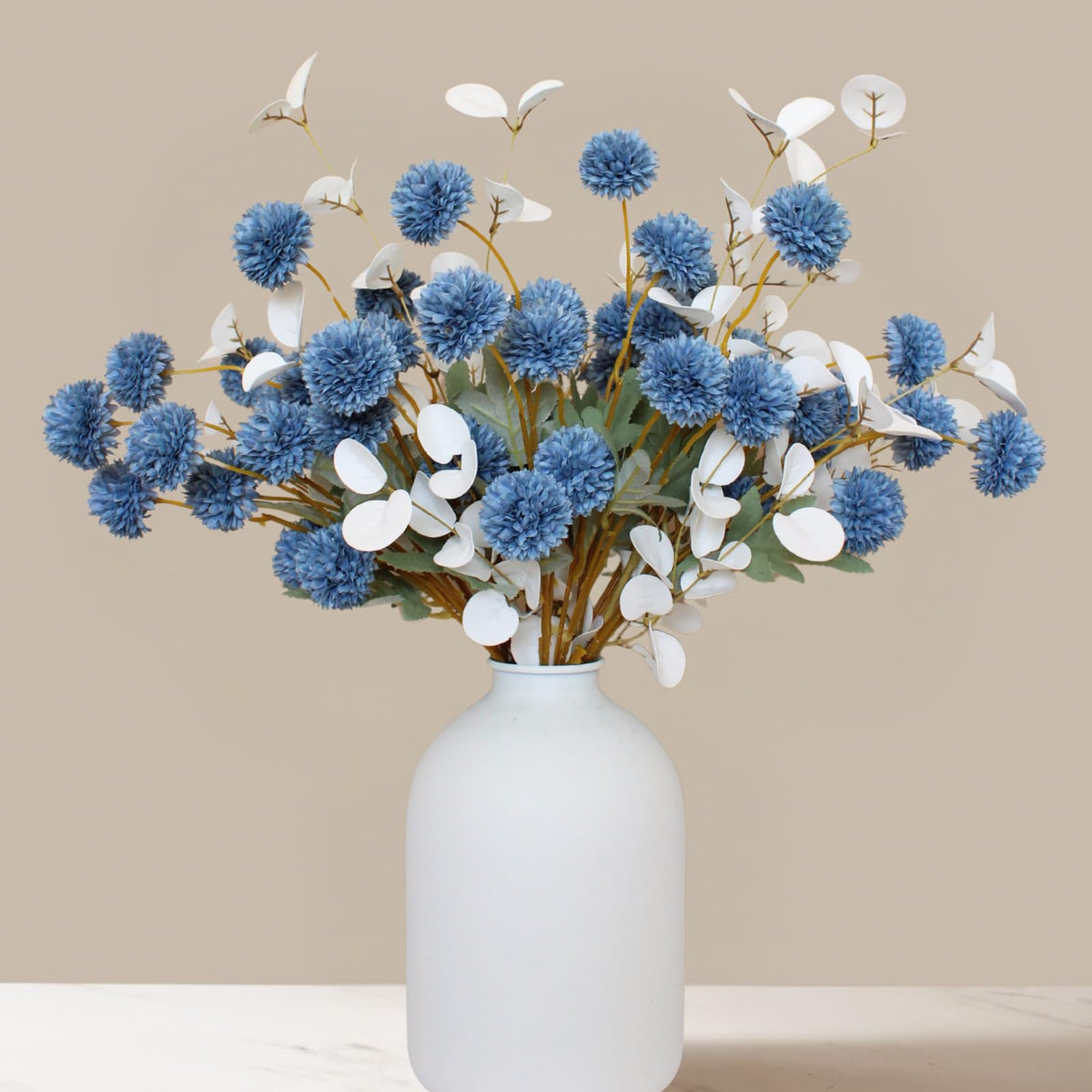 RyddeligHome blue floral arrangement adds style to mantels and shelves.