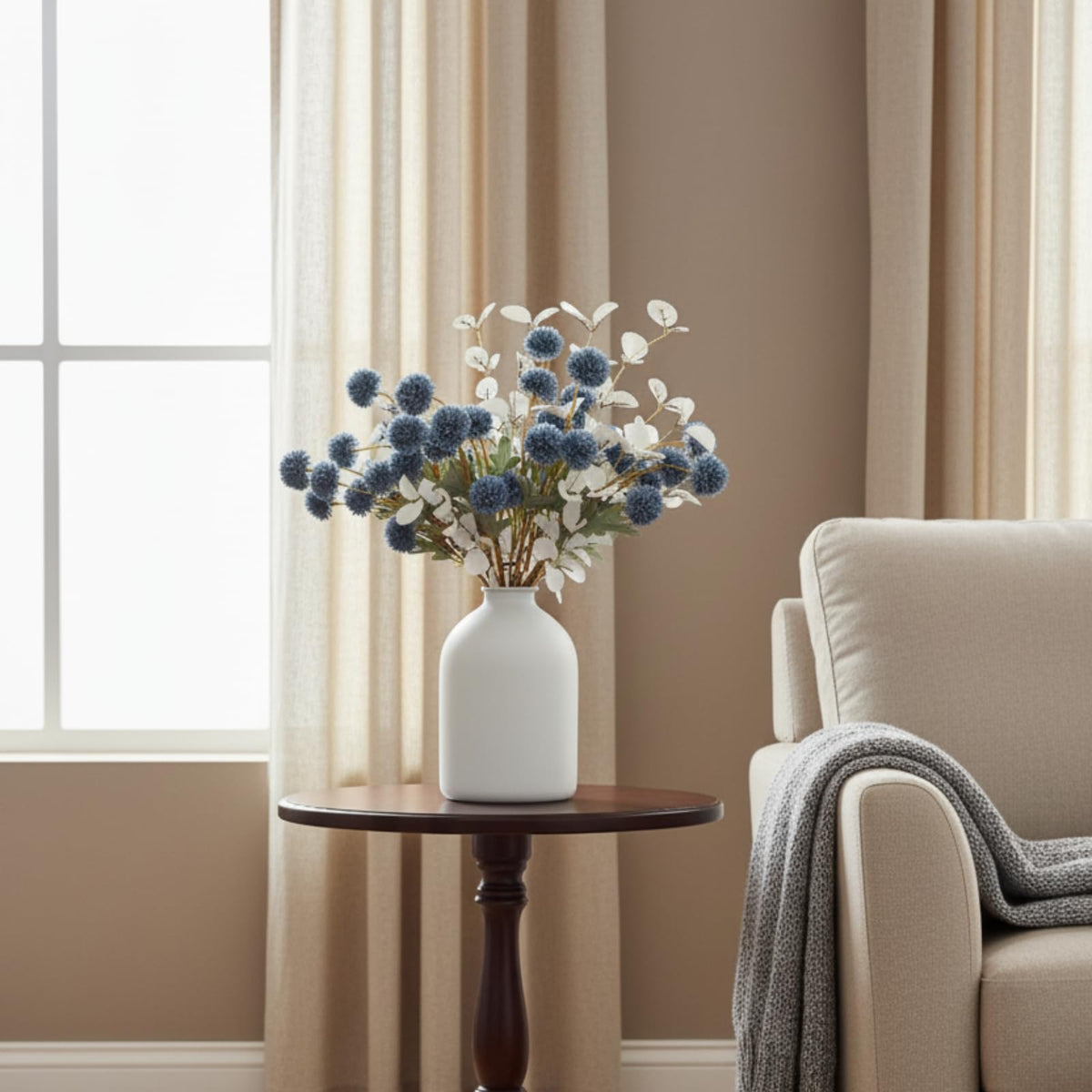 RyddeligHome blue wedding centerpiece ideas with durable faux stems.