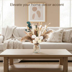RyddeligHome dried pampas grass with vase adds natural texture to living rooms