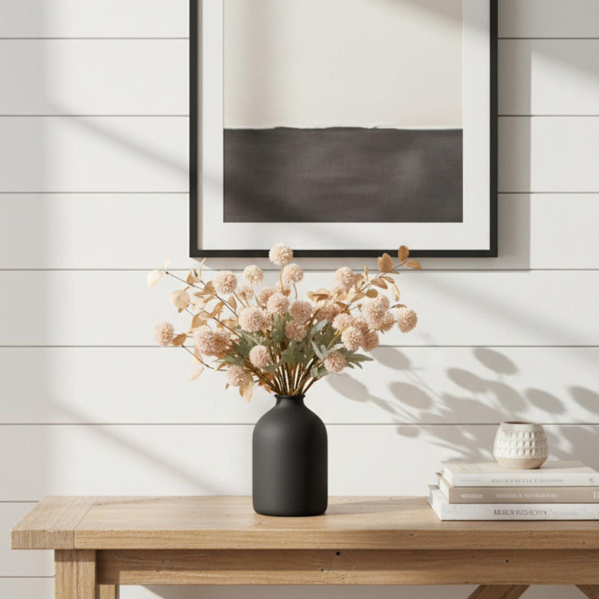 RyddeligHome eucalyptus accents pair with beige tones for cohesive home styling.