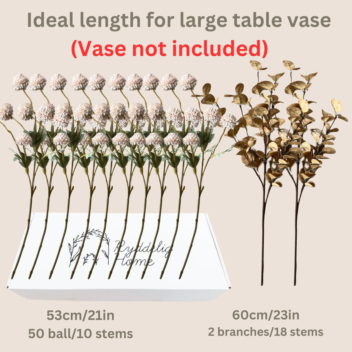 RyddeligHome long-stem florals create versatile looks for dining tables and desks.