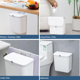 Ryhiac bathroom trash bin blends with white interiors for small waste tasks.