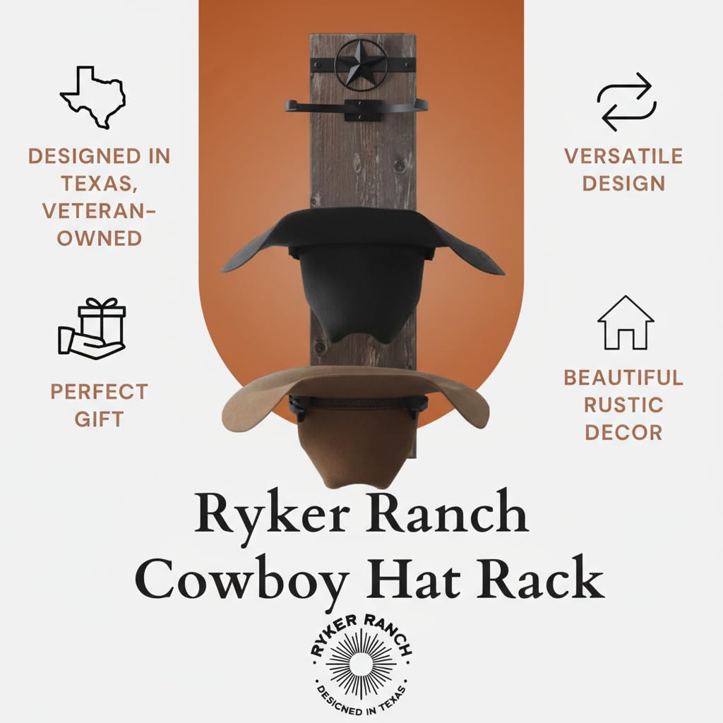 Ryker Ranch horizontal hanging option fits two hats securely