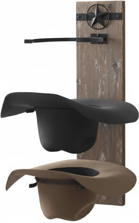 Ryker Ranch cowboy hat rack wall mount in wood and metal for stylish display