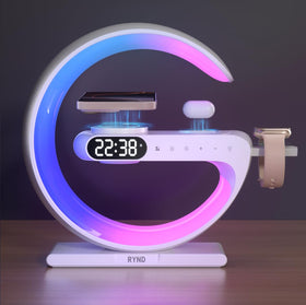 RYND 2026 magnetic 5-in-1 clock on desk showing organized nightstand setup and charging