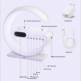 RYND multi-device charging area powering phone, watch, and earbuds together