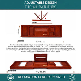 RYNEX bamboo tray with non-slip edges prevents slips during baths.