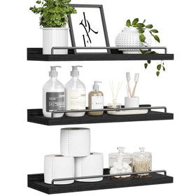 RYOFOBETTO black floating shelves over toilet for bathroom decor.