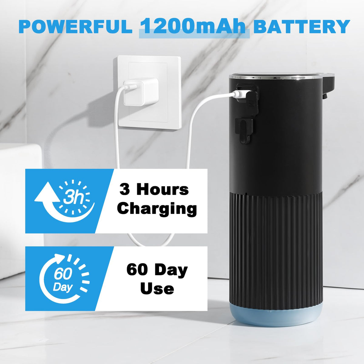 RYTOXILO 1200mAh battery indicator shows remaining power for easier charging.