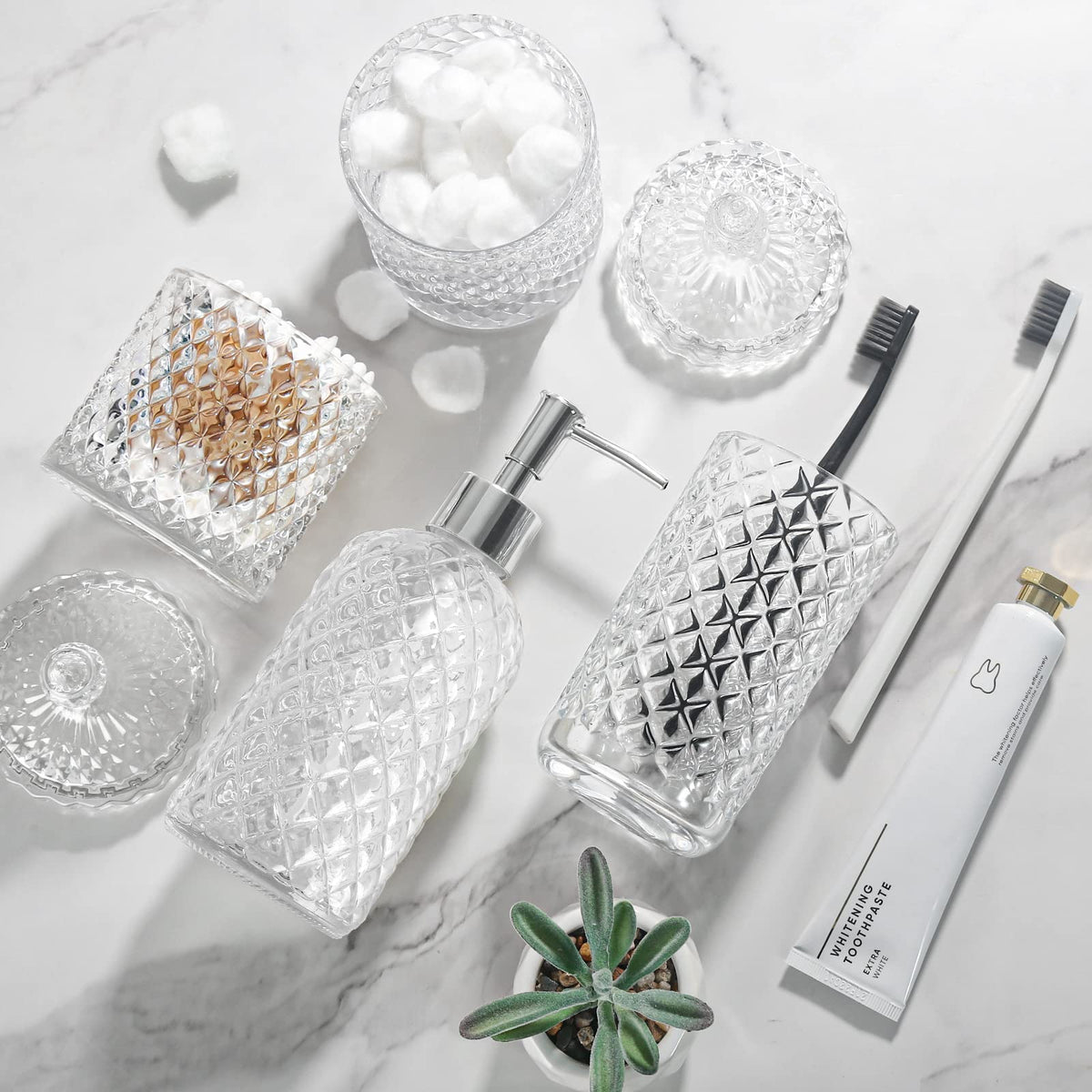 RYTOXILO 4-pack bath accessories organized and easy to clean.