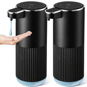 RYTOXILO automatic soap dispenser 2-pack in black, front view for clutter-free counters.