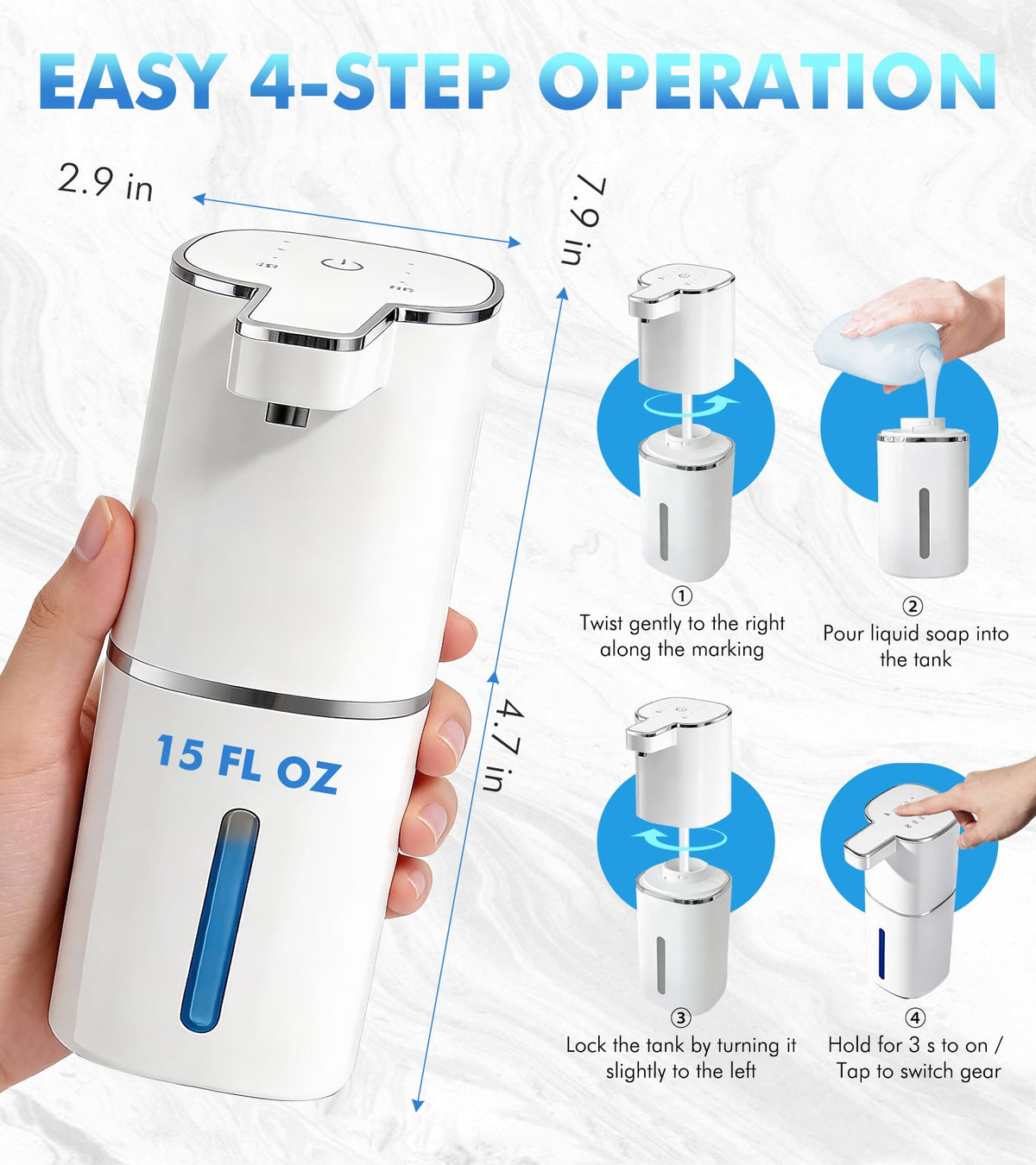 RYTOXILO two white dispensers side view on countertop