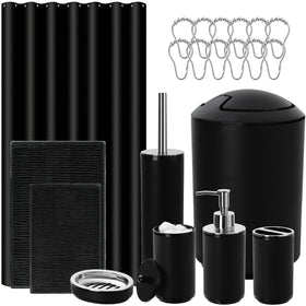 RYTOXILO black bathroom set shower curtain with water-repellent finish for quick drying