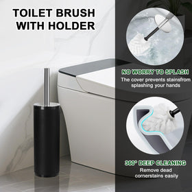 RYTOXILO black bathroom set toothbrush holder keeps brushes tidy and within reach