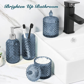 RYTOXILO blue glass bathroom counter set adds premium sparkle