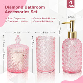 RYTOXILO pink diamond glass toothbrush holder holds multiple brushes securely.