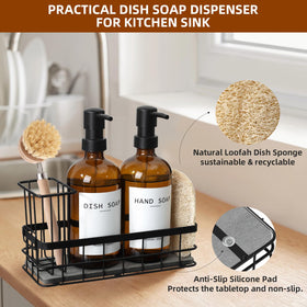 RYTOXILO two amber glass bottles provide reusable, stylish soap storage.