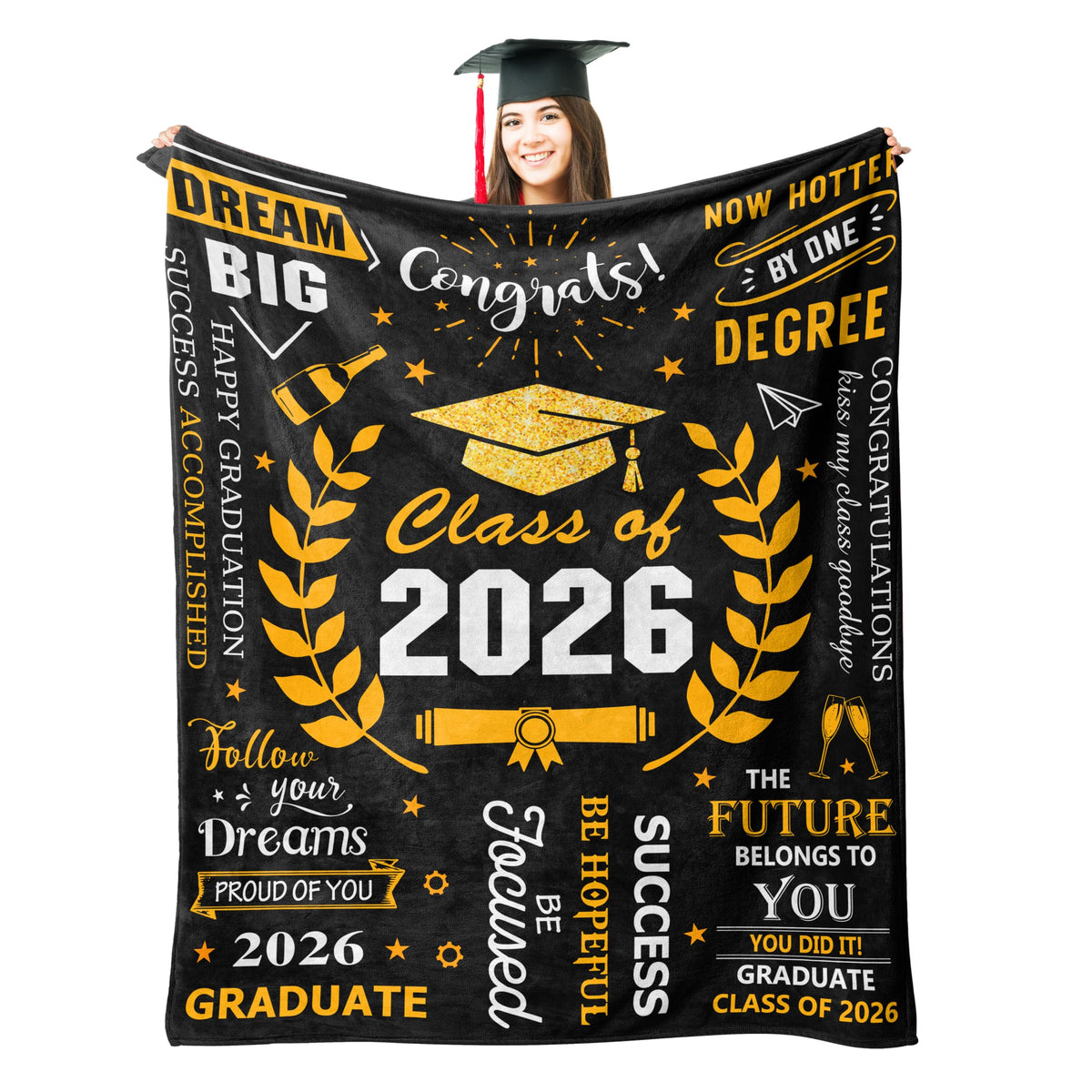 Ryubein graduation blanket print design for cozy study moments.