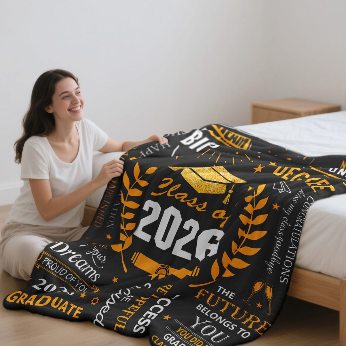 Ryubein graduation blanket 60x50 inch size for generous coverage.