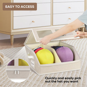 RZMAYIS hat storage 2-pack beige, dustproof zipper, protects hats.